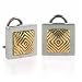 14K Solid Gold and Sterling Silver Cable Designer Square Earrings
