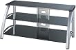 LSI Furniture Silver and Chrome TV Stand with Black Glass Shelves