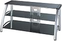 LSI Furniture Silver and Chrome TV Stand with Black Glass Shelves