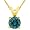14K Yellow Gold Round Blue Diamond Solitaire Pendant w/18 Inch Chain (1/8 ctw)