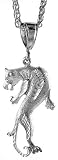 Sterling Silver 1 11/16 (43 mm) Diamond Cut Panther Pendant