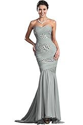 Floor Length Chiffon Beaded Mermaid Evening Dress/Mother-of-the-Bride Dress 