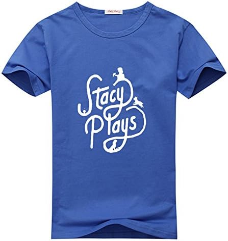 Stacyplays Men's Custom Print Classic Cotton T-Shirt Medium Blue