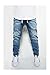 URBANJ MEN'S INDIGO DROP CROTCH DENIM JOGGER PANTS