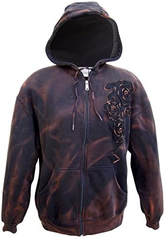 Nature Art Womens Fleece Zip Up Front Tie Dye Hoodie Embellished Black XL