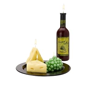 Wine, Cheese and Grapes on Tray by 1