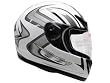 WHITE FULL FACE MOTORCYCLE HELMET STREET SPORT BIKER(&HY-901-White/Silver-BDClassic) (Extra Large)