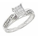 1/4 Carat T.W. Round, Princess Cut Diamond Women's Engagement Ring 14K White Gold - Size 7