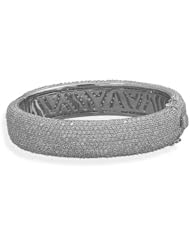 CleverSilvers Rhodium Plated Hinged Cz Bangle