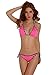 PARICI Sexy Brazilian Swimsuit Triangle Bikini Halter Polka Dot Pink Swimwear