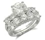 CZ Wedding Rings - Sterling Silver Cubic Zirconia Engagement Ring and Wedding Band