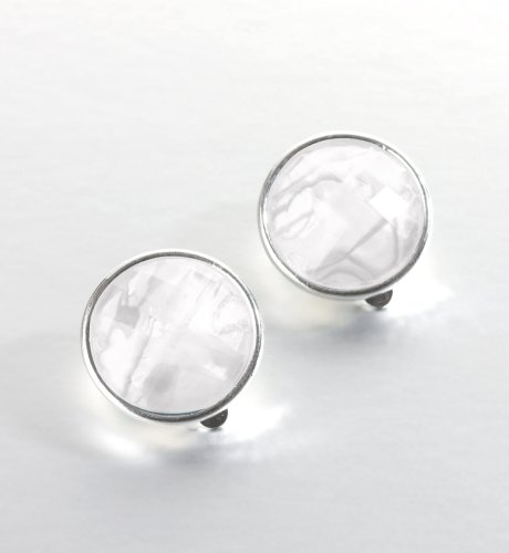 Aqua Facetted Abalone Clip Earrings