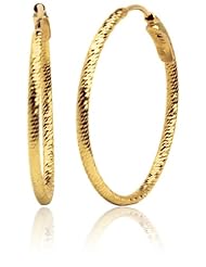 14k Italian Yellow Gold Diamond-Cut Endless Hoop Earrings