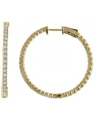14K 4ct Yellow Gold Diamond Secure Lock Hoop Earrings