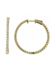 14K 1.52ct Yellow Gold Diamond Secure Lock Hoop Earrings
