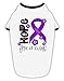 TooLoud Hope for a Cure - Purple Ribbon Epilepsy - Flowers Cotton Dog Shirt White with Black XL