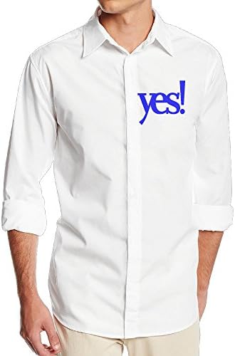 TLK Men's Unique YES! Logo Adjustable Long Sleeve Shirt Size M White