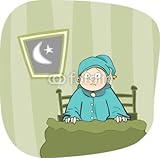 Wallmonkeys Peel and Stick Wall Decals - Boy Woke up from a Terrible Nightmare in His Bed - 48