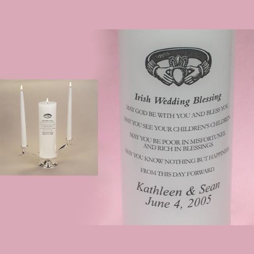 White Irish Wedding Blessing Unity Candle
