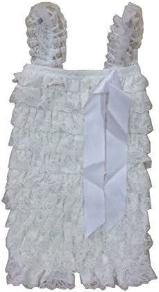 WeLin Baby Girls' Layered Lace Ruffle Petti Romper For Infant to 1-3 Years (M / 1-2 years, White)