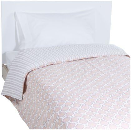OM Home Jasper Reversible Twin Duvet Cover - Pink/Beige Stripe