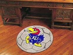 Kansas Jayhawks 29" Round Soccer Ball Floor Mat (Rug)