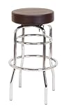 2 Brown Round Designer Chrome Bar Stools Full Swivel