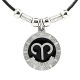 Aries Pewter Pendant on Beaded Leather Necklace - Earth Spirit Necklace