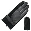 Men's Leather Patch Driving Gloves - Black