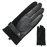 Men's Leather Patch Driving Gloves - Black
