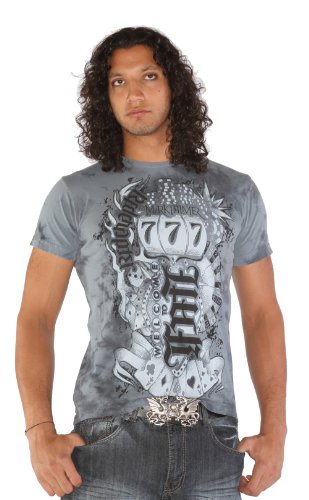 Red Chapter Mens Luck Fate Ambigram Gray T Shirt Size: XL