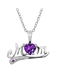 0.41 Ct Genuine Heart Shape Purple Amethyst Sterling Silver Pendant +18" Chain