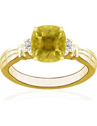 14K Yellow Gold Cushion Cut Yellow Sapphire Three Stone Ring