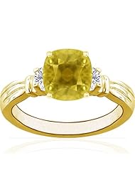 18K Yellow Gold Cushion Cut Yellow Sapphire Three Stone Ring