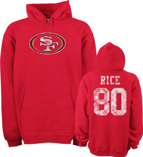 Jerry Rice San Francisco 49ers Red Vintage Name & Number Hooded Sweatshirt