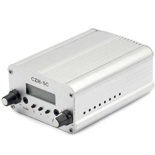 SainSonic CZH-5C FM Transmitter Mini Radio Stereo Station PLL LCD with Antenna *Silver*