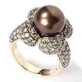 14K Gold Chocolate South Sea Cultured Pearl & Diamond Ring