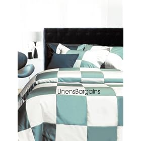 600 Thread Count Egyptian Cotton Sateen Patchwork Duvet Cover Set Queen Sage & Linen