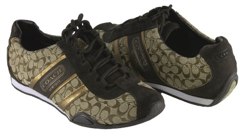 Coach Women's Remonna Signature C Jacquard Sneakers, Style A1945 (Khaki/Bronze) (7.5 M US Women)