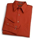 Arrow Men's Wrinkle Free Poplin Solid Long Sleeve Shirt, Scarlet, 15 32/33