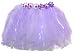 Purple & White Ribbons Tutu Skirt w/ Flowers fairy girls toddler princess party ballet costume dress-up apparel skirt