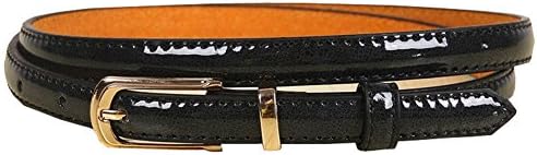 Women fashion wild candy color thin the leather belts (black)