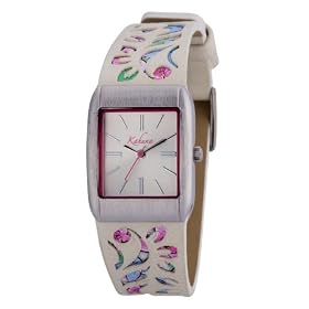 Kahuna Ladies Watch KLS-0165L with Floral and White Leather Strap