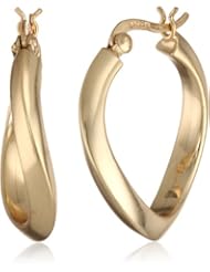Goldtone Finish Silver Medium Organic Hoop Earrings