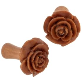 Pair of Sabo Wood Smooth Side Rosebud Plugs: 6g