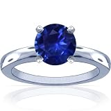 Platinum Round Cut Blue Sapphire Solitaire Ring