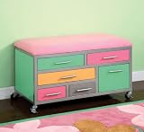 POWELL - Bauble Girls Storage Bench with colored panels - Item 334-261