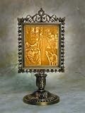 Wolves Lithophane Victorian Stand Antique Brass