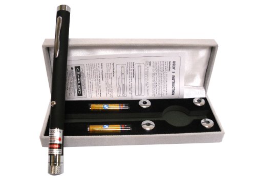 Green 50mW Pen Style Laser Pointer. Black Rubber Finish High Power Astronomy and Military Grade Green Laser Pointer
