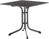 Sieger 1130-55 Boulevard-Tisch mit Puroplan-Platte 80 x 80 cm, Stahlrohrgestell eisengrau, Tischplatte Schieferdekor, anthrazit